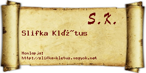 Slifka Klétus névjegykártya